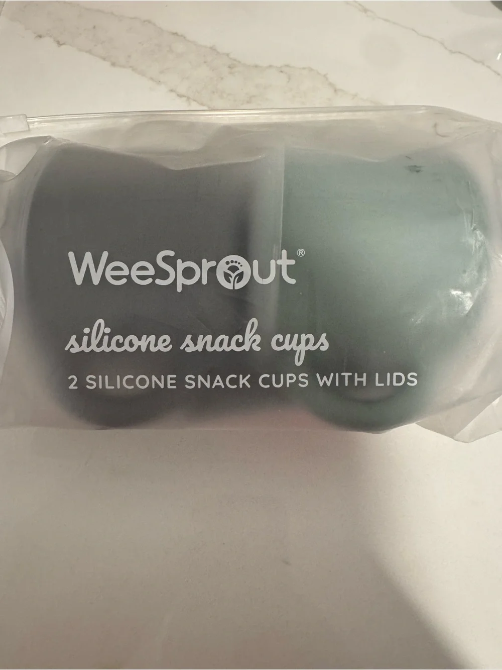 WeeSprout Silicone Snack Cups with Handles - Gray & Green